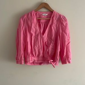 Pink madewell wrap top size medium